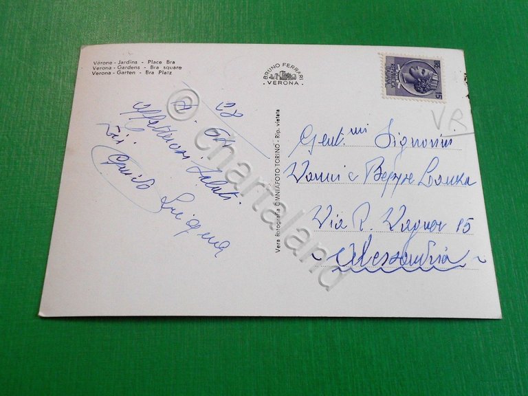 Cartolina Verona - Giardini - Piazza Bra 1964.