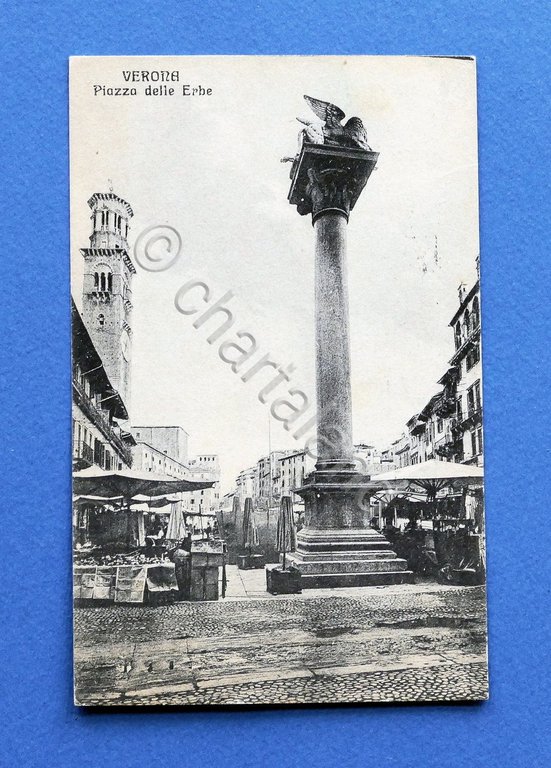 Cartolina Verona - Piazza delle Erbe - 1927.