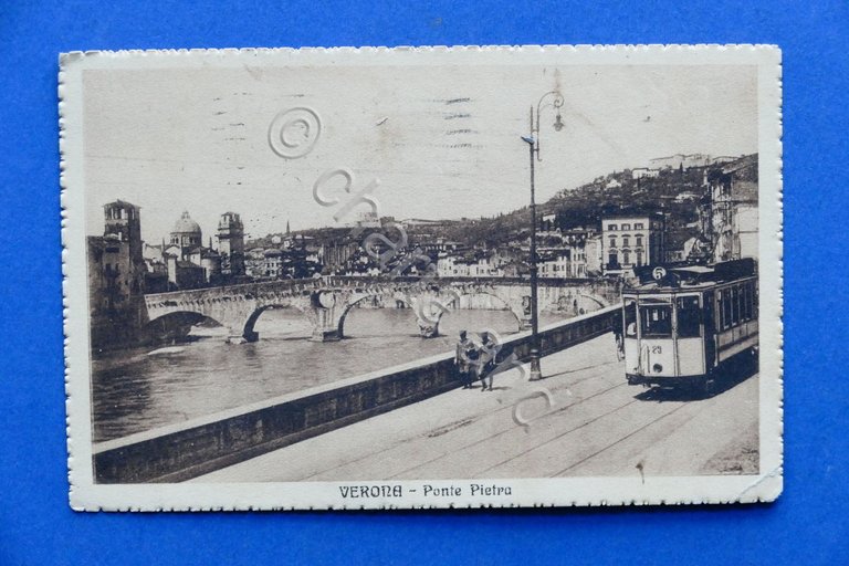 Cartolina Verona - Ponte Pietra - 1926