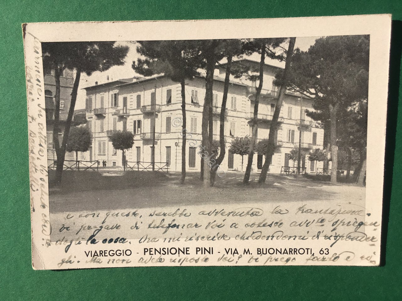 Cartolina Viareggio - Pensione Pini - Via M.Buonarroti - 1941