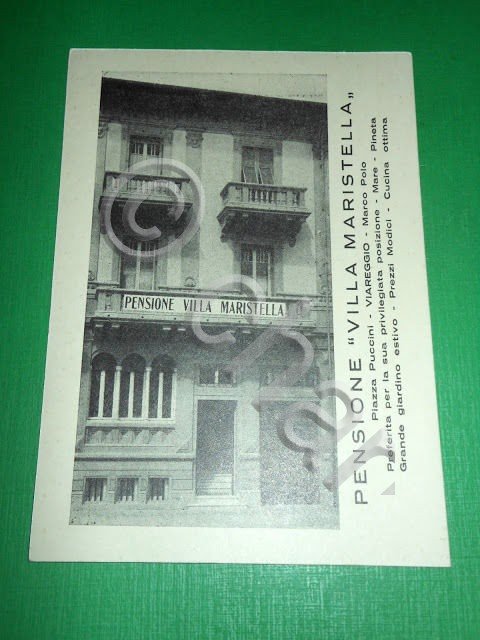 Cartolina Viareggio - Pensione Villa Maristella ( Piazza Puccini ) …