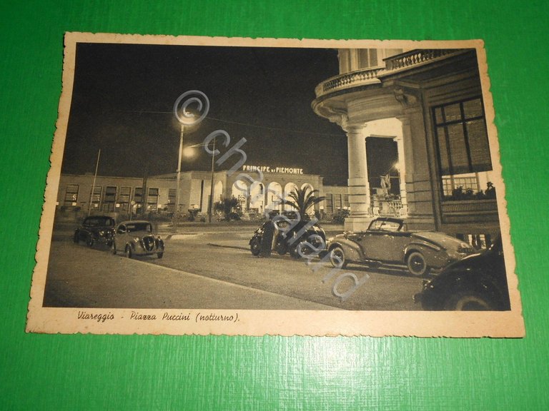 Cartolina Viareggio - Piazza Puccini ( notturno ) 1941.