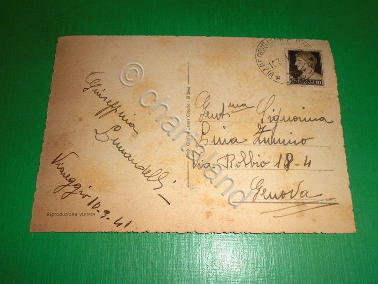 Cartolina Viareggio - Piazza Puccini ( notturno ) 1941.