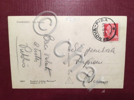 Cartolina Viareggio - Villa Puccini - 1931