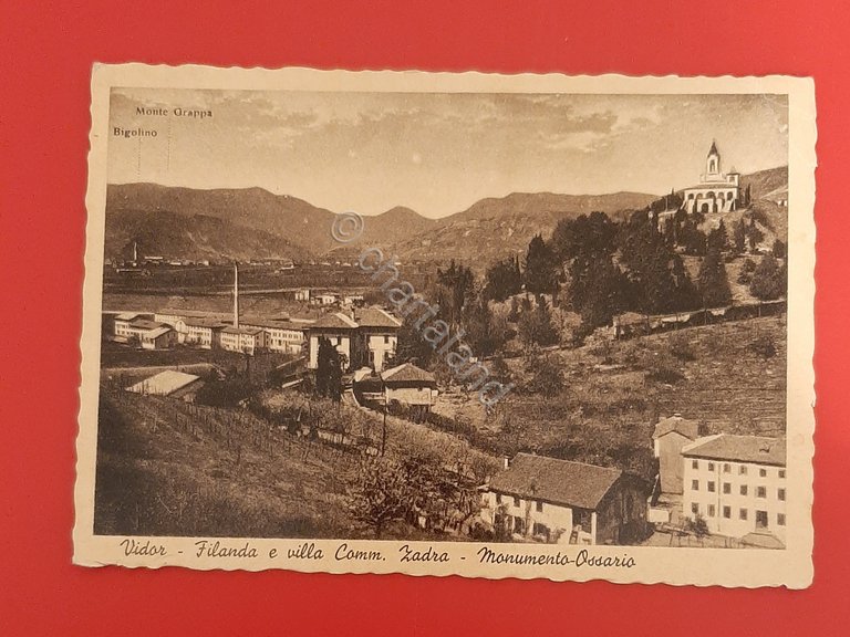 Cartolina Vidor - Filanda e villa Comm. Zadra - Monumento … | Immagine Gallery 3