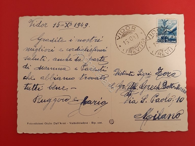 Cartolina Vidor - Filanda e villa Comm. Zadra - Monumento … | Immagine Gallery 4