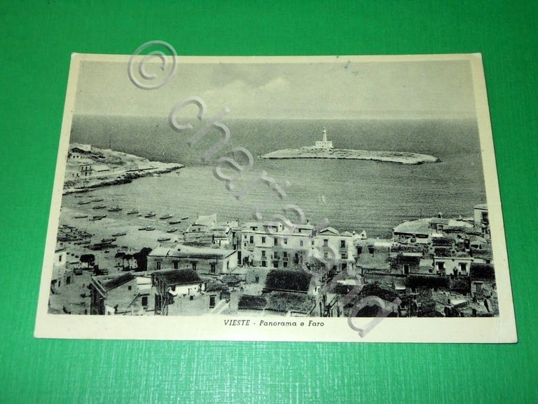 Cartolina Vieste -- Panorama e Faro 1950 ca