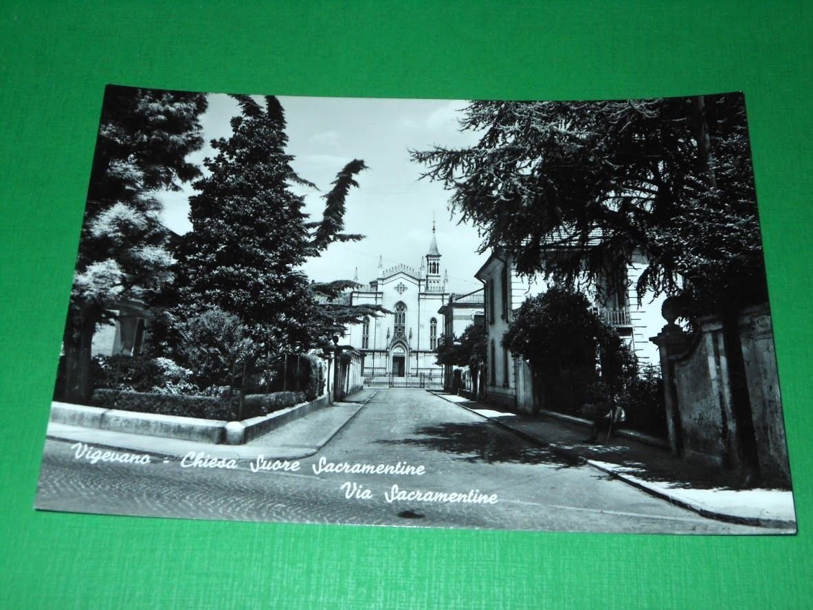 Cartolina Vigevano - Chiesa Suore Sacramentine - Via Sacramentine 1955 …
