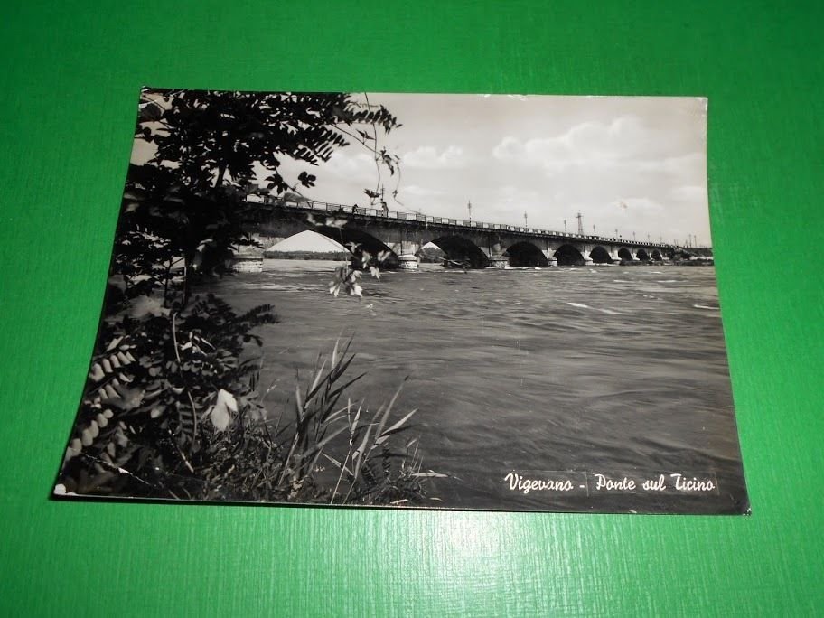 Cartolina Vigevano - Ponte sul Ticino 1959.