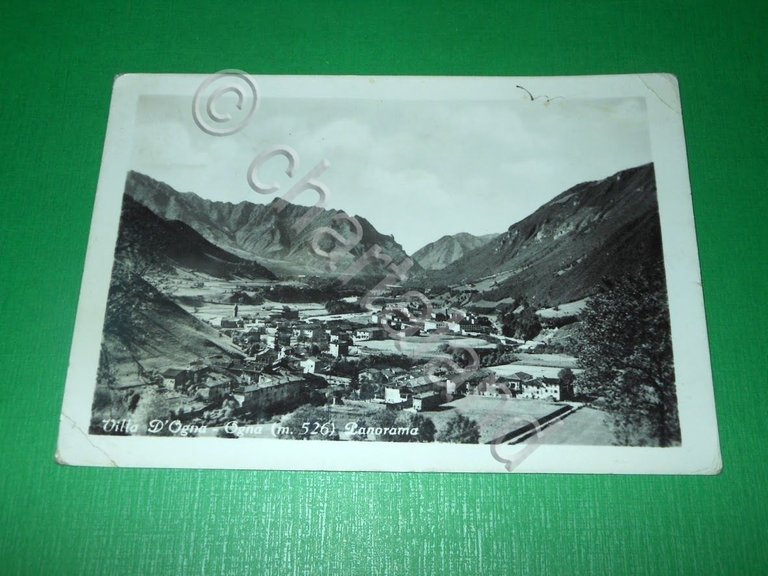 Cartolina Villa d'Ogna - Ogna - Panorama 1954.