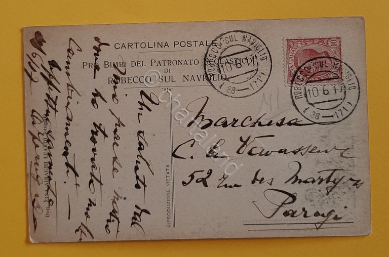 Cartolina Villa della Contessa Teresa Confalonieri Bigli - 1917