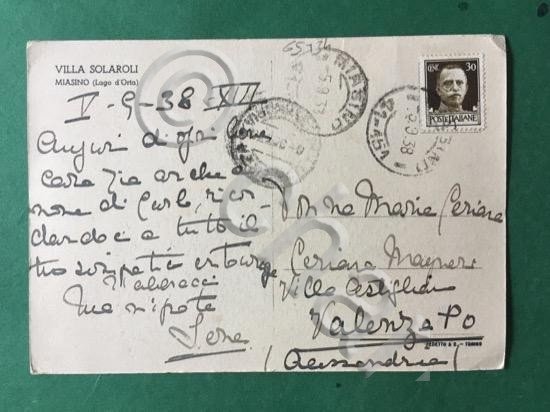 Cartolina Villa Solaroli - Miasino - Lago d'Orta - 1938