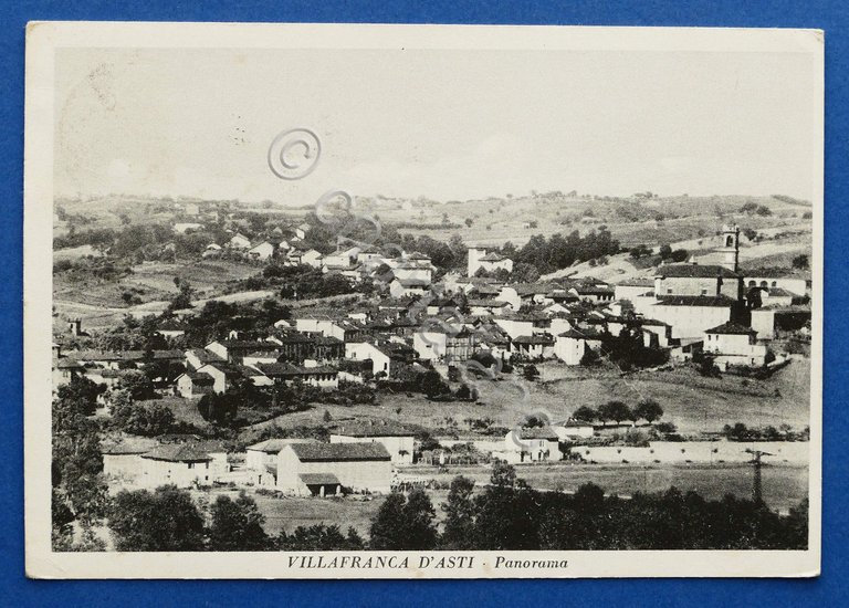 Cartolina Villafranca d'Asti - Panorama - 1953.