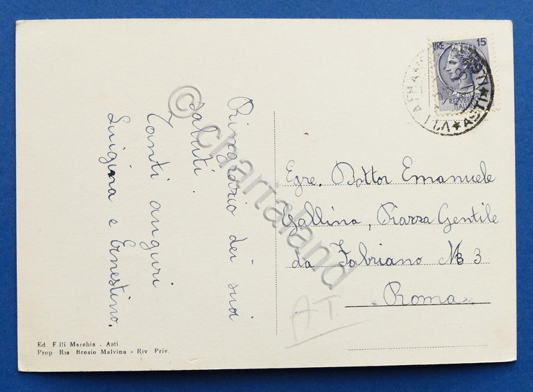 Cartolina Villafranca d'Asti - Panorama - 1953.