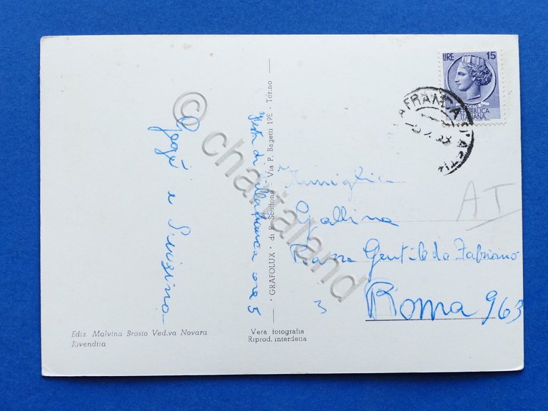 Cartolina Villafranca d'Asti - Piazza Marconi - 1958.