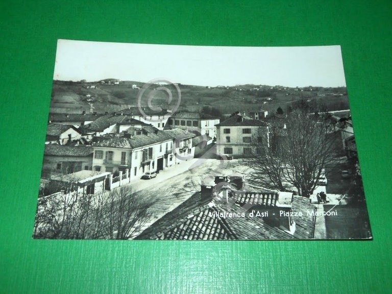 Cartolina Villafranca d'Asti - Piazza Marconi 1955 ca | Immagine Gallery 2