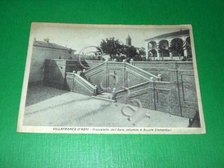 Cartolina Villafranca d'Asti - Piazzaletto dell' Asilo Infantile e Scuole …