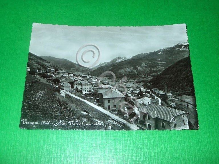 Cartolina Vione - Alta Valle Camonica - Scorcio panoramico 1959