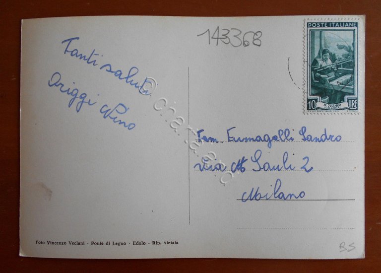 Cartolina Vione (Lombardia) m. 1246 - Panorama - 1953 | Immagine Gallery 2