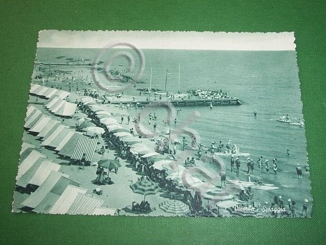 Cartolina Viserba - La spiaggia 1953.