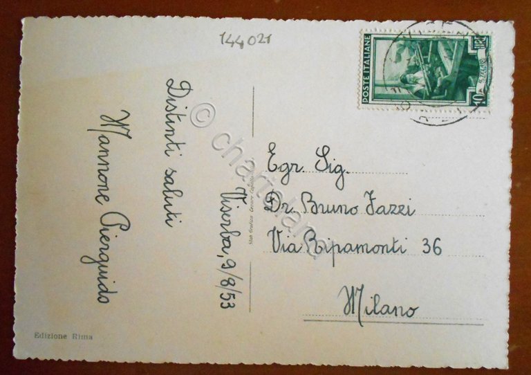 Cartolina Viserba - Viale Giuliano Dati - 1953