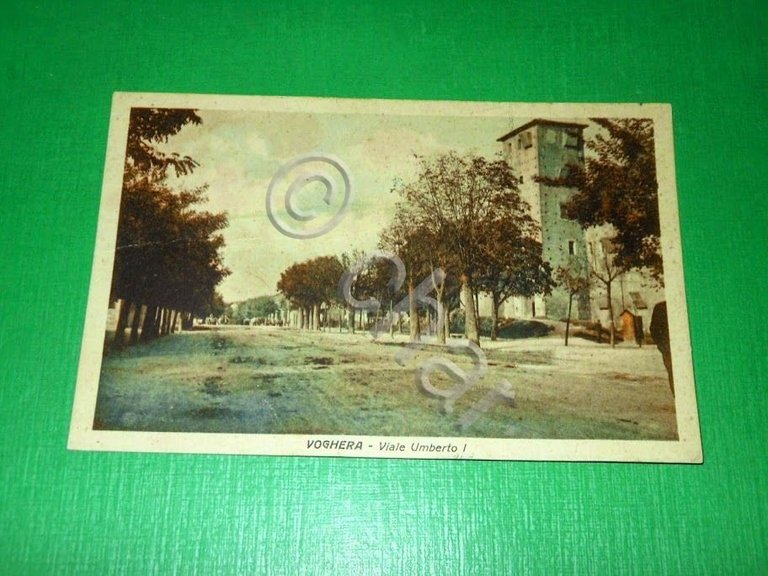 Cartolina Voghera - Viale Umberto I 1927