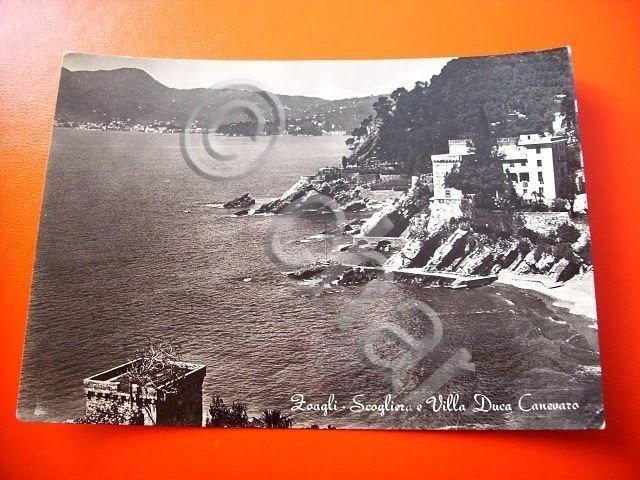 Cartolina Zoagli - Scogliera e Villa Duca Canevaro 1954.