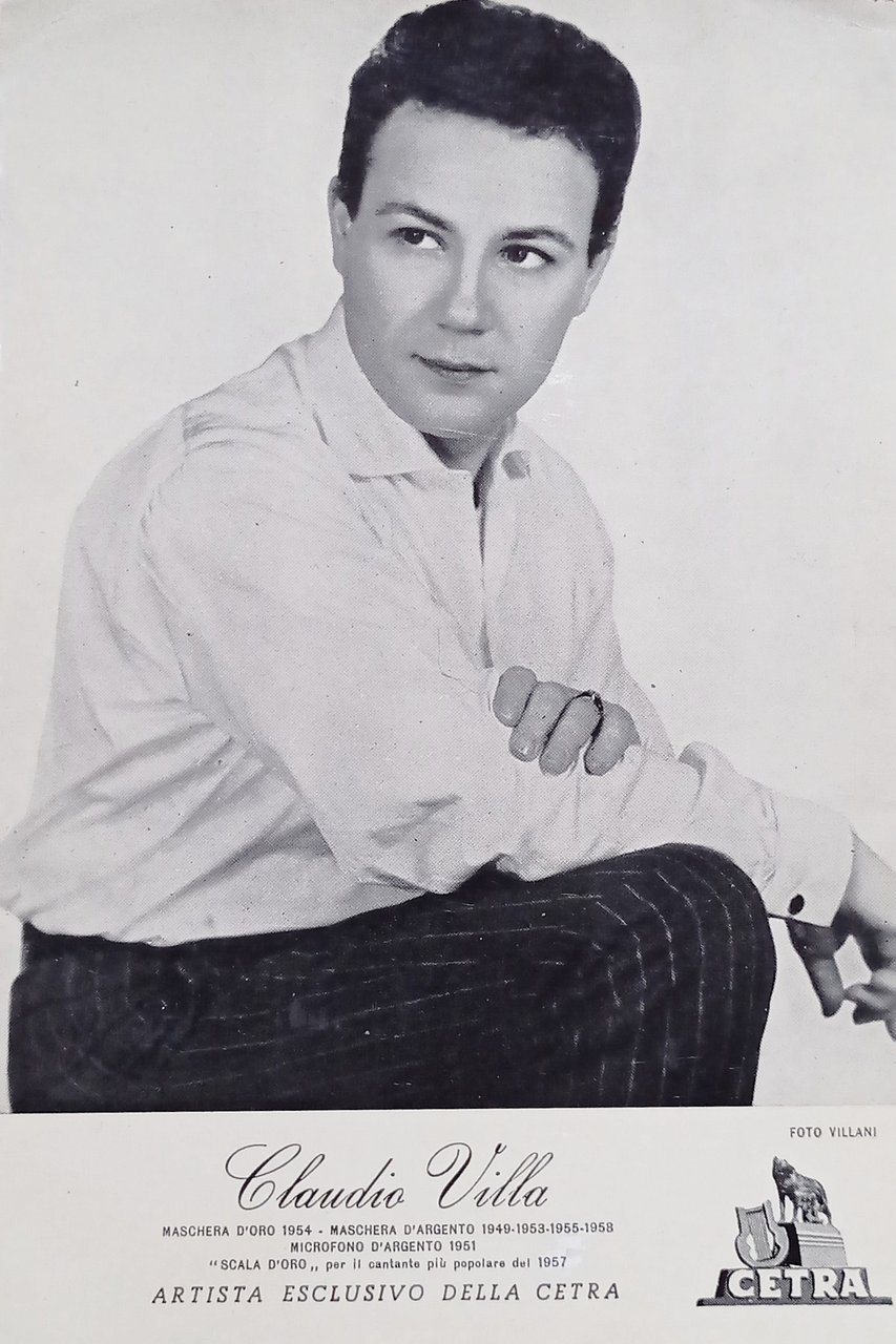 Cartoncino Fotografico Cetra - Cantante Claudio Villa - Anni '50