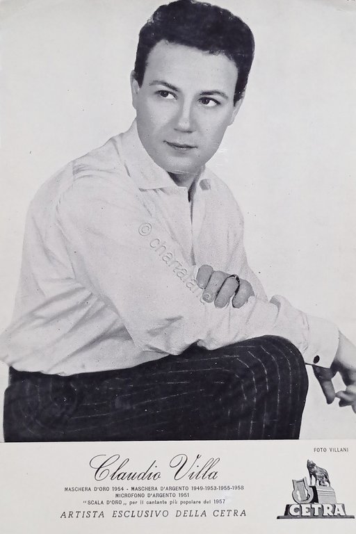 Cartoncino Fotografico Cetra - Cantante Claudio Villa - Anni '50