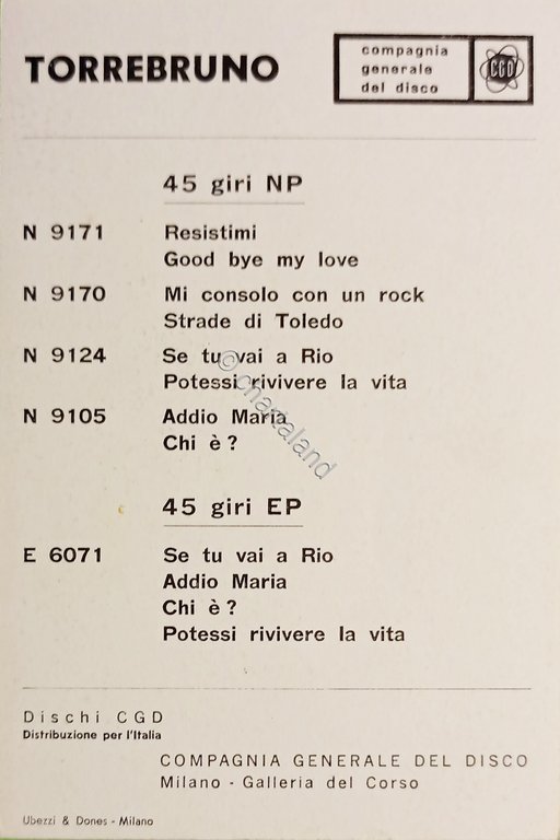 Cartoncino Fotografico Originale - Rocco Torrebruno - Cantante 1950 ca.