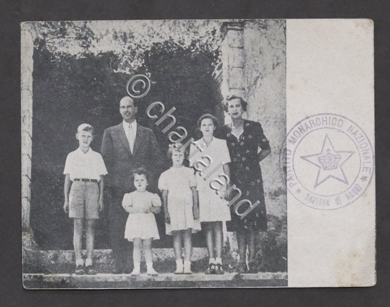 Cartoncino propaganda Partito Monarchico - Famiglia Savoia - 1950 ca.