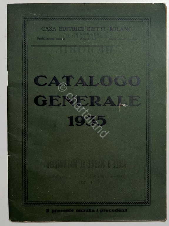 Casa Editrice Bietti Milano - Catalogo Generale 1935