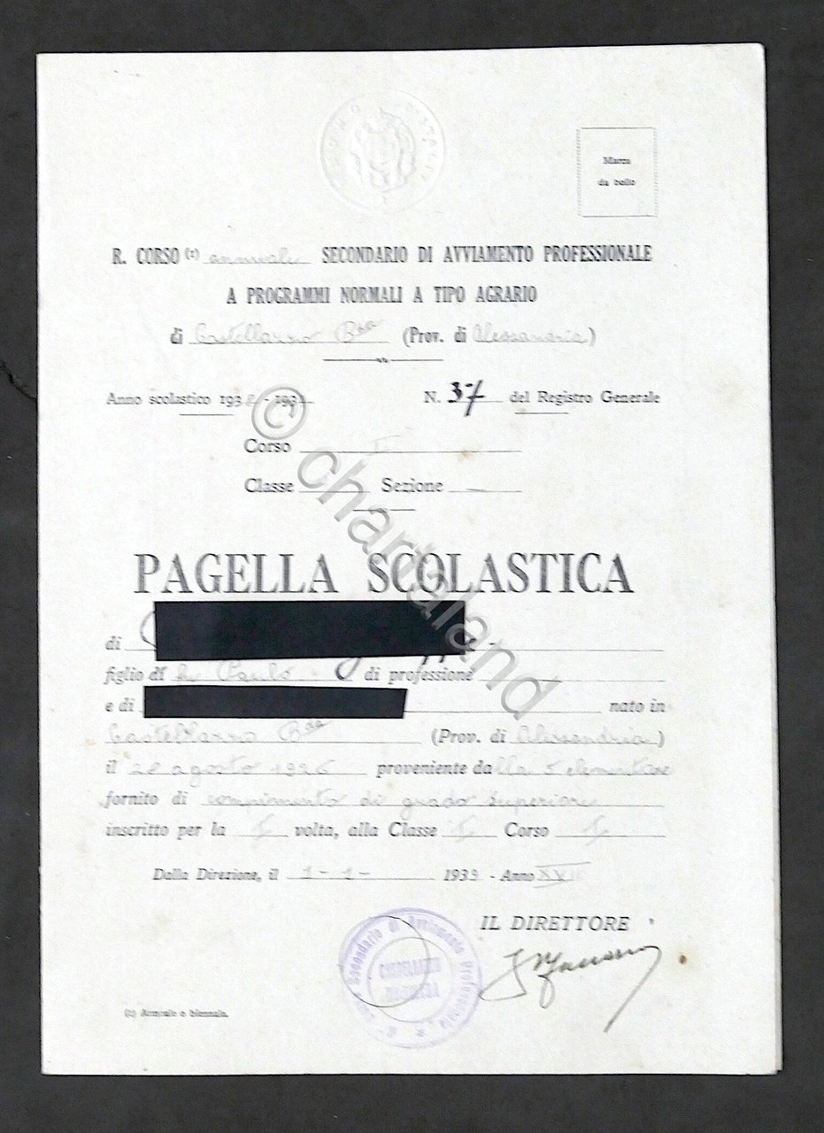 Castellazzo Bormida - Corso Programmi Tipo Agrario - Pagella 1^ …