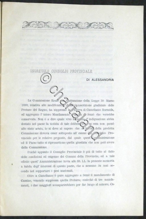 Castellazzo Bormida - Memoriale per la conservazione della Pretura - …