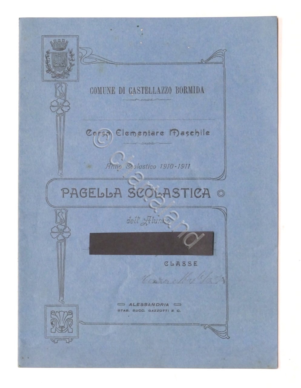 Castellazzo Bormida - Pagella 3^ Classe Elementare Maschile - Anno …