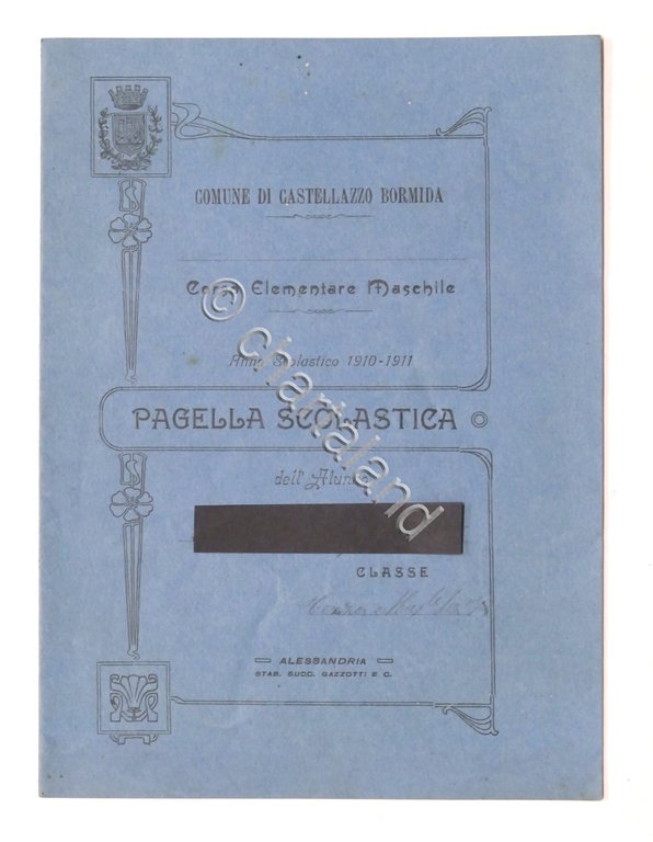 Castellazzo Bormida - Pagella 3^ Classe Elementare Maschile - Anno …