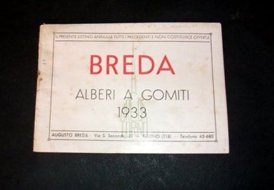 Catalogo Breda - Listino Alberi a Gomiti - 1933