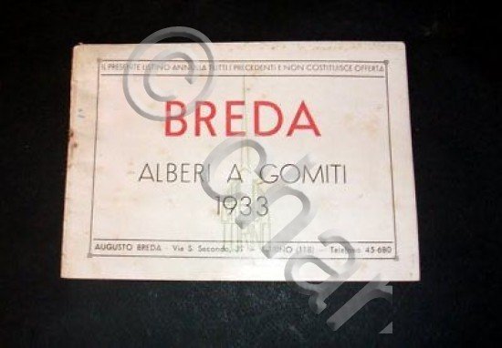Catalogo Breda - Listino Alberi a Gomiti - 1933