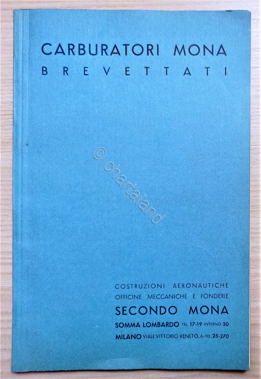 Catalogo Brochure Costruzioni Aeronautiche Carburatori Mona Brevettati Anni '30
