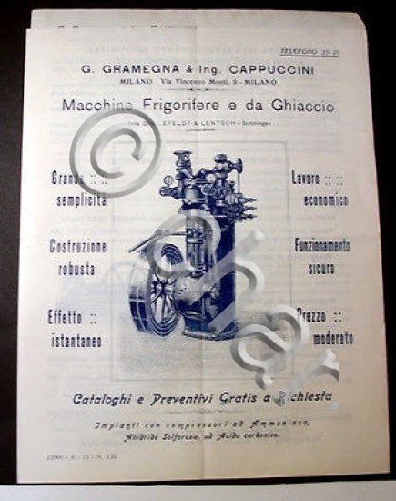 Catalogo Brochure Macchine Frigorifere Ghiaccio 1920 ca