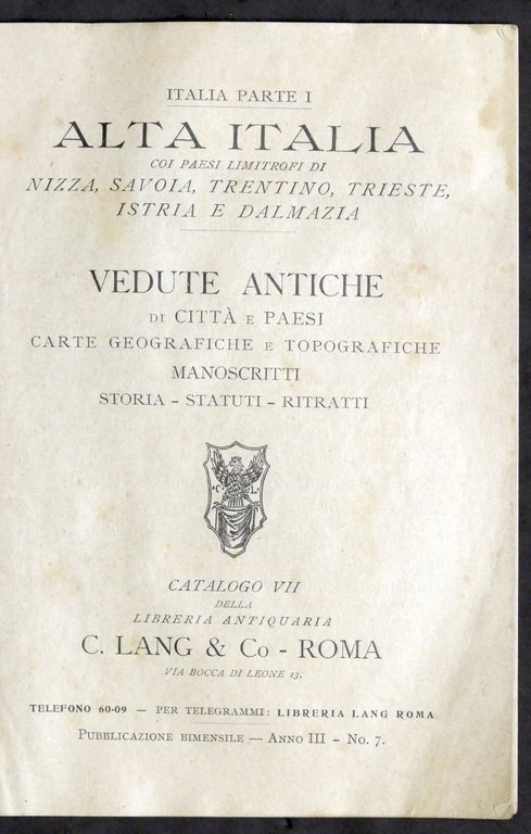 Catalogo C. Lang & Co. 1909 - Vedute e Storia …