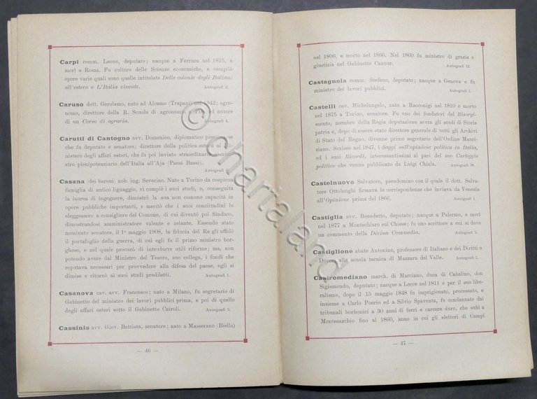 Catalogo carteggio politico di Giacomo Dina direttore Giornale L'Opinione - …