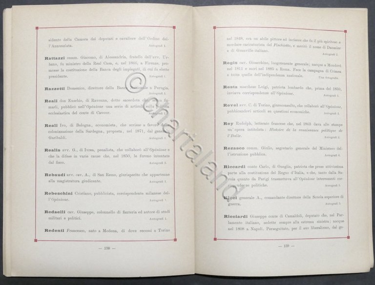 Catalogo carteggio politico di Giacomo Dina direttore Giornale L'Opinione - …