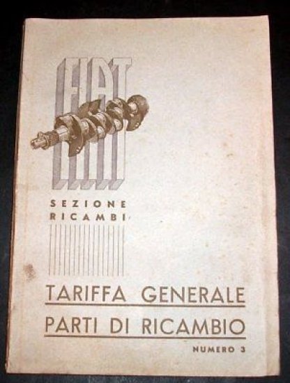 Catalogo FIAT - Sezione ricambi - Tariffa generale parti ricambio …
