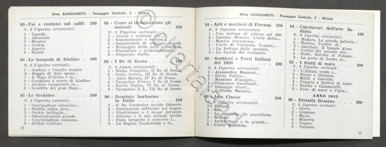 Catalogo Figurine Lavazza 1956 - VII Edizione della Ditta Sanguinetti