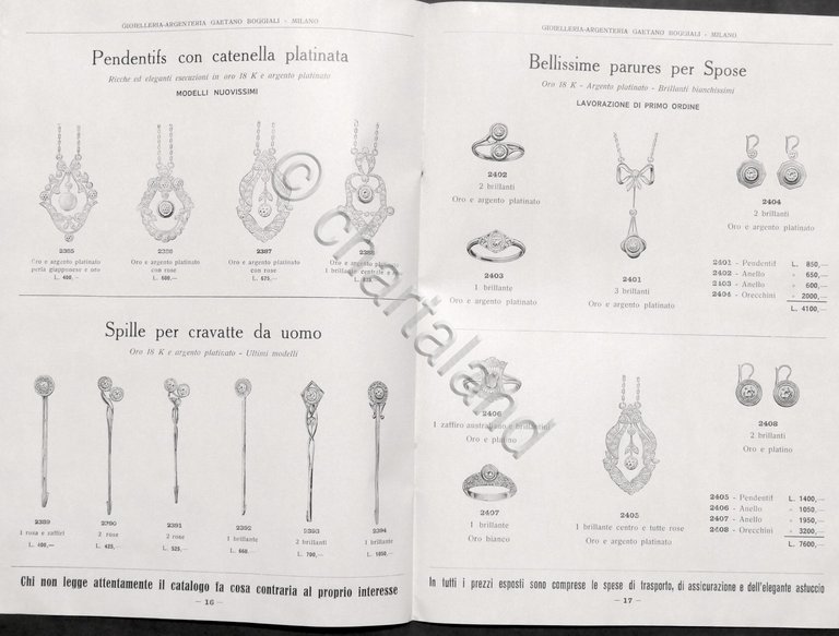 Catalogo Gioielleria Gaetano Boggiali - Milano - Anno I - …
