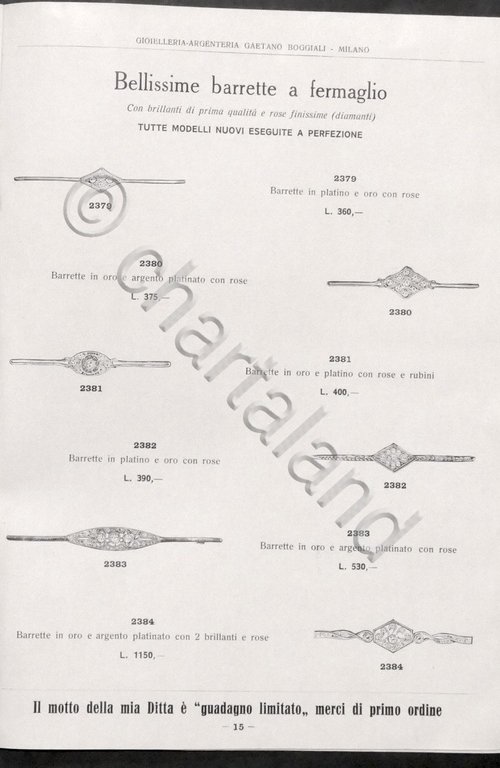 Catalogo Gioielleria Gaetano Boggiali - Milano - Anno I - …