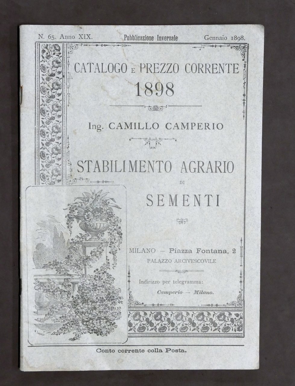 Catalogo illustrato Camperio Sementi selezionate - Milano - N. 65 …