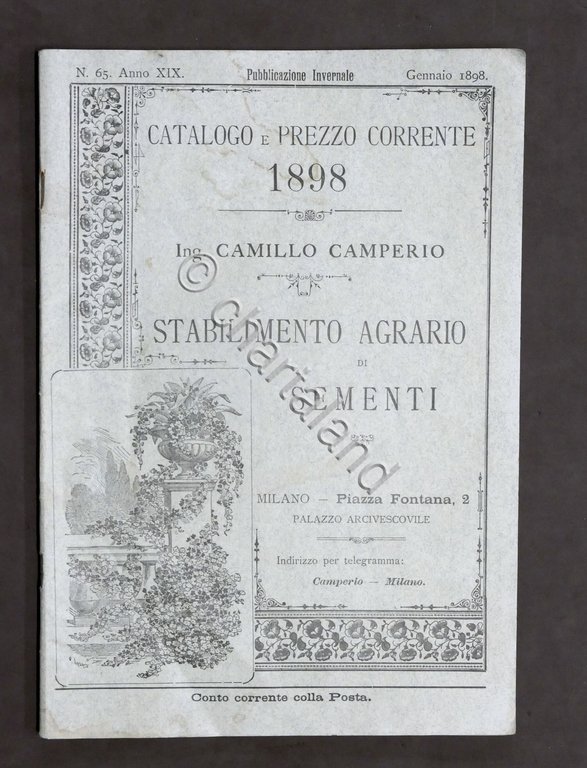 Catalogo illustrato Camperio Sementi selezionate - Milano - N. 65 …