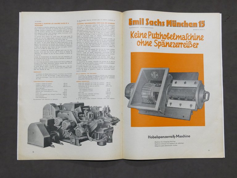Catalogo illustrato Emil Sachs - macchine utensili - anni '50